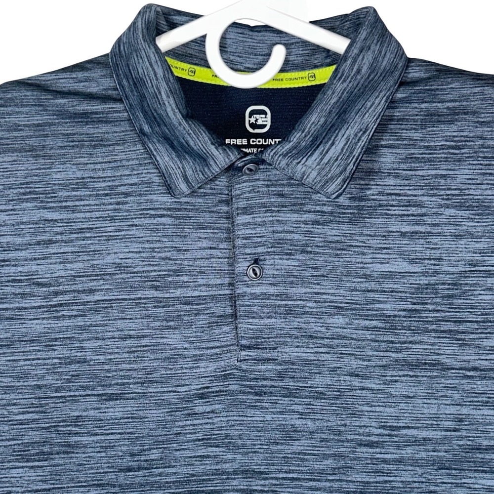 Free Country Mens Gray Heather Micro-Tech Performance Polo Shirt‎ Medium